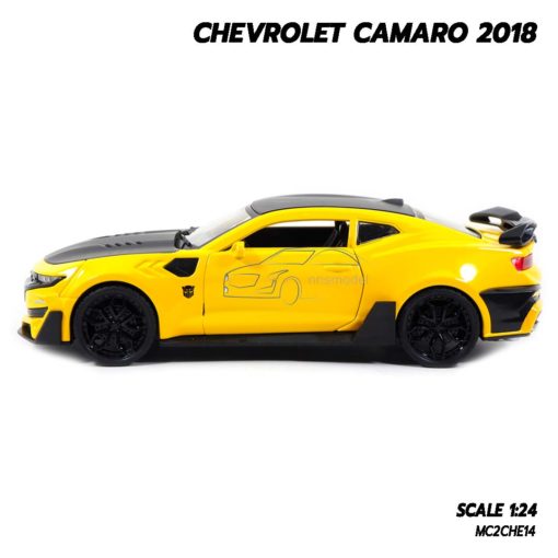 โมเดลรถ CHEVROLET CAMARO 2018 สีเหลืองดำ (1:24) โมเดลประกอบสำเร็จ มีเสียงมีไฟ พร้อมถ่าน