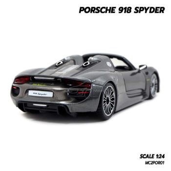 โมเดลรถ Porsche 918 Spyder สีเทาดำ (1:24) โมเดลรถจำลองเหมือนจริง