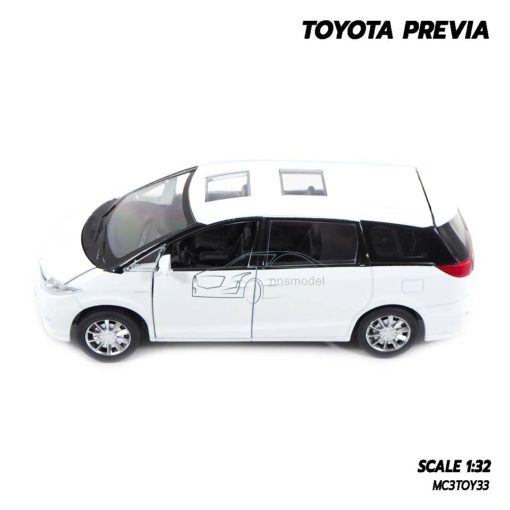 โมเดลรถ โตโยต้า Toyota Previa สีขาว (1:32) โมเดลรถเหล็ก พร้อมตั้งโชว์