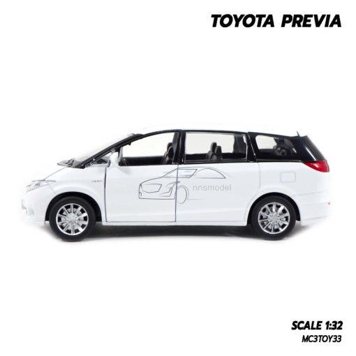 โมเดลรถ โตโยต้า Toyota Previa สีขาว (1:32) โมเดลรถเหล็ก พร้อมตั้งโชว์ ของขวัญวันเกิด