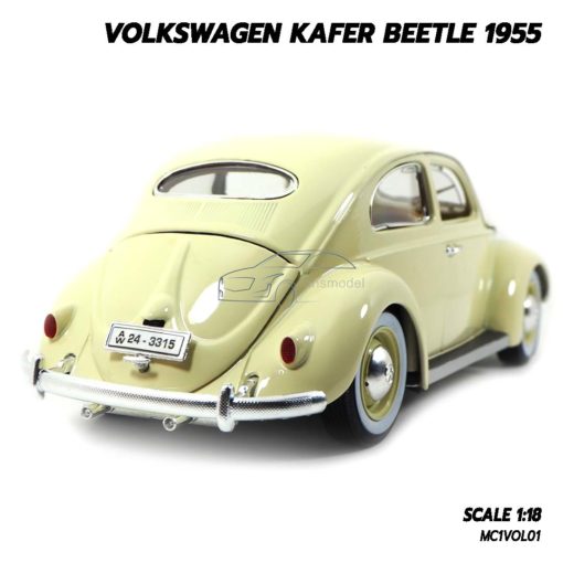 โมเดลรถ Volkswagen Beetle 1955 สีขาวครีม (1:18) รถเต่าเหมือนจริง