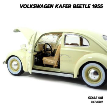 โมเดลรถ Volkswagen Beetle 1955 สีขาวครีม (1:18) โมเดลรถเต่า ภายในรถเหมือนจริง