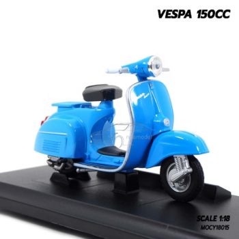 โมเดลรถเวสป้า VESPA 150CC สีฟ้า (1:18) โมเดลประกอบสำเร็จ จำลองเหมือนจริง