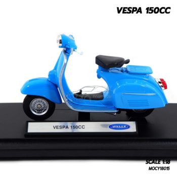 โมเดลรถเวสป้า VESPA 150CC สีฟ้า (1:18) โมเดลเวสป้าประกอบสำเร็จ เหมือนจริง