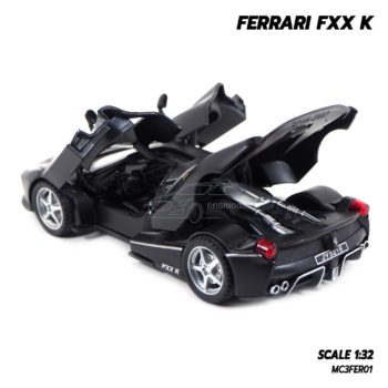 โมเดลรถเหล็ก FERRARI FXX K สีดำด้านเทา (Scale 1:32) เปิดฝากระโปรงท้ายได้