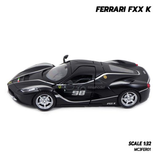 โมเดลรถเหล็ก FERRARI FXX K สีดำด้านเทา (Scale 1:32) โมเดลรถเหมือนจริง มีลานดึงปล่อยรถวิ่งได้