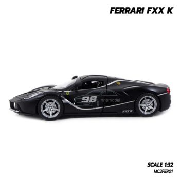 โมเดลรถเหล็ก FERRARI FXX K สีดำด้านเทา (Scale 1:32) โมเดลรถเหมือนจริง ล้อยางหมุนได้