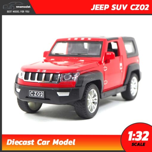 โมเดลรถเหล็ก JEEP SUV CZ02 สีแดง (Scale 1:32)