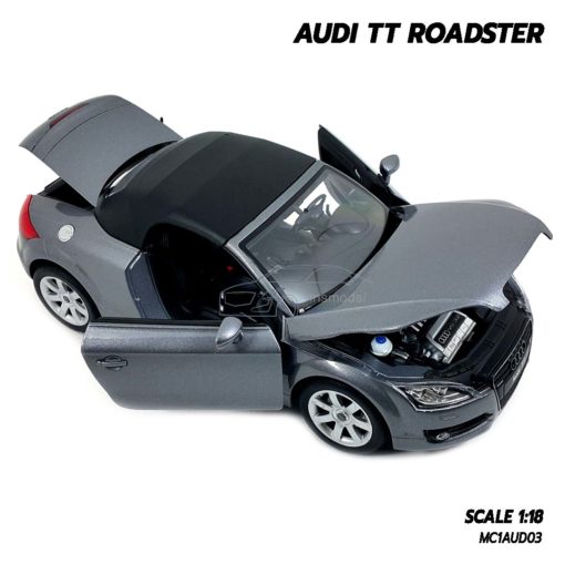 โมเดลรถ AUDI TT Roadster สีเทา (1:18) โมเดลรถเหล็ก เปิดฝากระโปรงหน้าได้