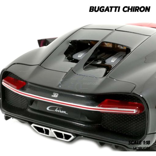 โมเดลรถ BUGATTI CHIRON สีแดงดำ (Scale 1:18) โมเดลรถสปอร์ต เครื่องยนต์จำลองเหมือนจริง