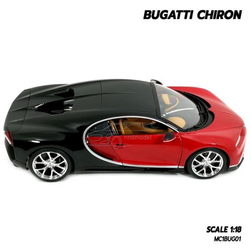 โมเดลรถ BUGATTI CHIRON สีแดงดำ (Scale 1:18) โมเดลรถสปอร์ต ประกอบสำเร็จพร้อมตั้งโชว์