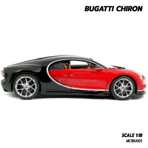 โมเดลรถ BUGATTI CHIRON สีแดงดำ (Scale 1:18) โมเดลรถสปอร์ต ประกอบสำเร็จพร้อมตั้งโชว์ ผลิตโดย Burago