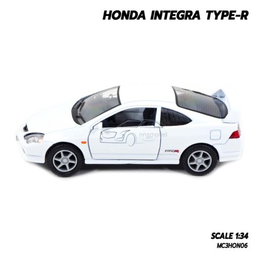 โมเดลรถเหล็ก HONDA INTEGRA TYPE-R (1:34) สีขาว โมเดลรถฮอนด้า ล้อยางหมุนได้