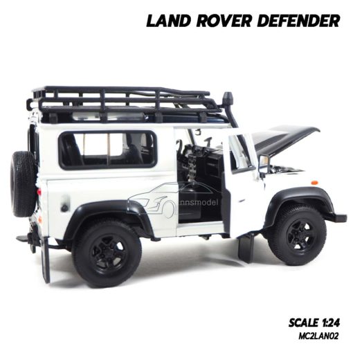 โมเดลรถ LAND ROVER DEFENDER สีขาว (Scale 1:24) โมเดลรถสะสม ภายในรถสมจริง
