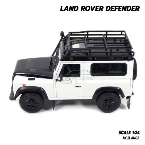 โมเดลรถ LAND ROVER DEFENDER สีขาว (Scale 1:24) โมเดลรถสะสม มีแรคหลังคาเหมือนจริง