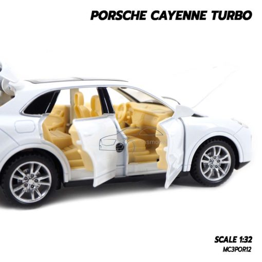 โมเดลรถ Porsche Cayenne Turbo สีขาว (1:32) รถเหล็กจำลองเหมือนจริง