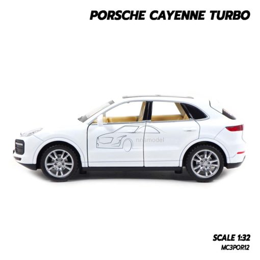 โมเดลรถ Porsche Cayenne Turbo สีขาว (1:32) รถเหล็ก SUV ประกอบสำเร็จ