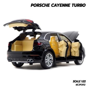 โมเดลรถ Porsche Cayenne Turbo สีดำ (1:32) เปิดฝากระโปรงท้ายรถได้