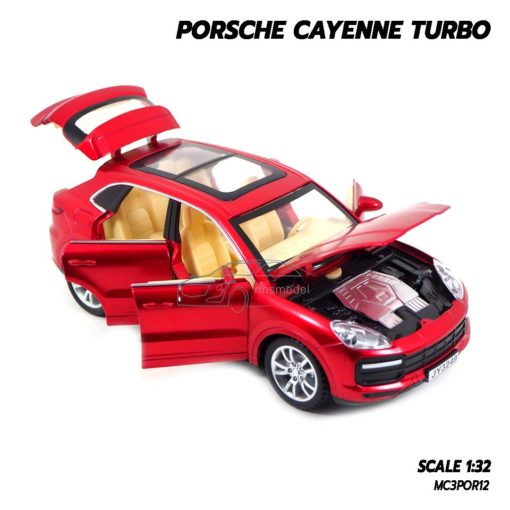 โมเดลรถ Porsche Cayenne Turbo สีแดง (1:32) รถเหล็ก พร้อมตั้งโชว์ เป็นของขวัญ