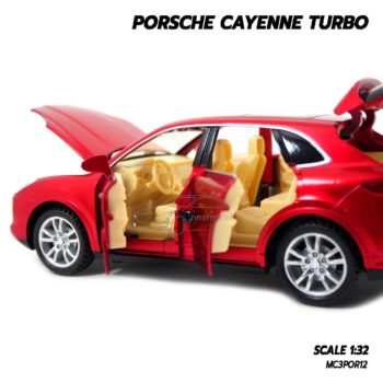 โมเดลรถ Porsche Cayenne Turbo สีแดง (1:32) รถเหล็กภายในเหมือนจริง