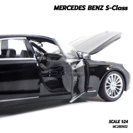 โมเดลรถเบนซ์ Mercedes Benz S-Class สีดำ (1:24) โมเดลรถ ภายในรถเหมือนจริง