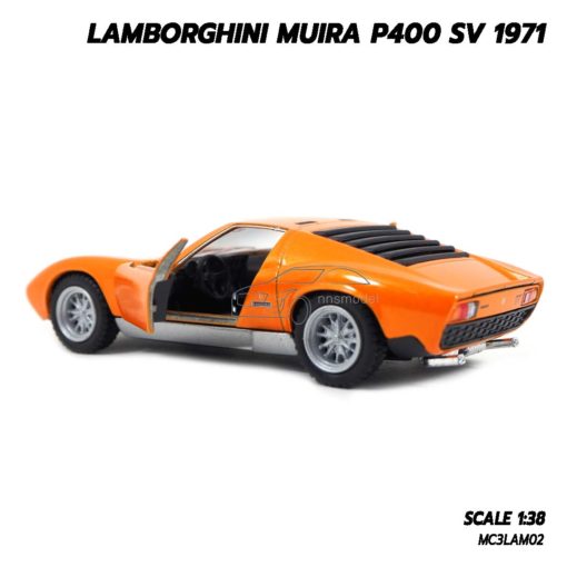 โมเดลรถ LAMBORGHINI MUIRA P400 SV 1971 สีส้ม เปิดประตูซ้ายขวาได้