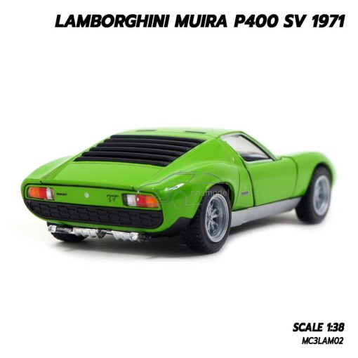 โมเดลรถ LAMBORGHINI MUIRA P400 SV 1971 สีเขียว รถของเล่นเหมือนจริง