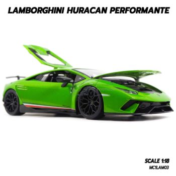 โมเดลรถ Lamborghini Huracan Performante สีเขียว (1:18) โมเดลรถเหล็ก ของขวัญพิเศษ ของสะสม