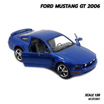 โมเดลมัสแตง Ford Mustang GT 2006 สีน้ำเงิน โมเดลรถเหล็ก เปิดประตูรถได้