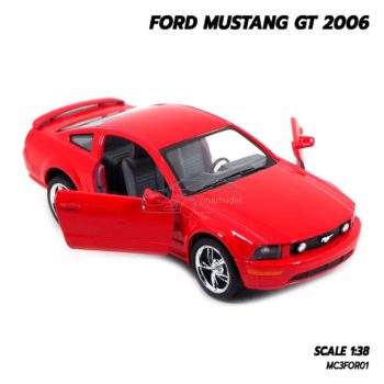 โมเดลรถ ฟอร์ดมัสแตง Ford Mustang GT 2006 (Scale 1:38) สีแดง รถเหล็กจำลอง เปิดประตูรถซ้ายขวาได้
