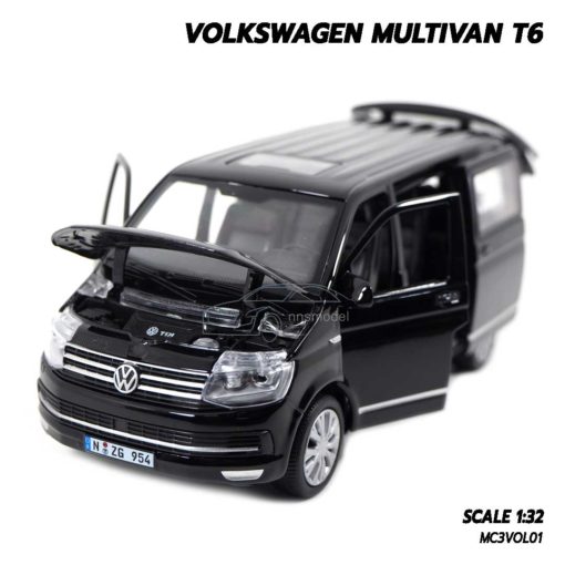 โมเดลรถตู้ VOLKSWAGEN MULTIVAN T6 สีดำ เปิดประตูได้ครบ