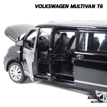 โมเดลรถตู้ VOLKSWAGEN MULTIVAN T6 สีดำ ภายในตกแต่งเหมือนจริง