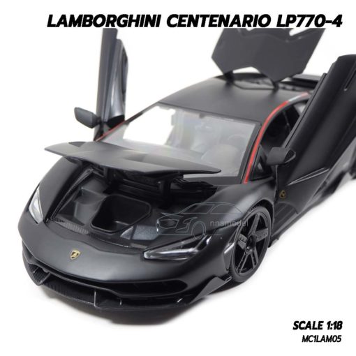โมเดล แลมโบกินี่ LAMBORGHINI CENTENARIO LP770-4 สีดำด้าน (1:18) โมเดลรถเหล็ก เปิดฝากระโปรงหน้าได้