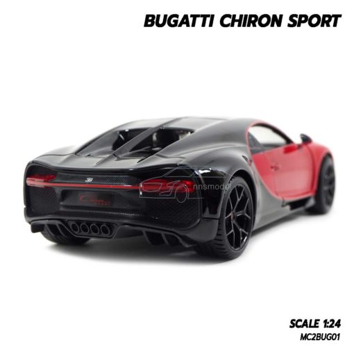 โมเดลรถ BUGATTI CHIRON SPORT สีแดงดำ (Scale 1:24) รถเหล็กจำลองเหมือนจริง