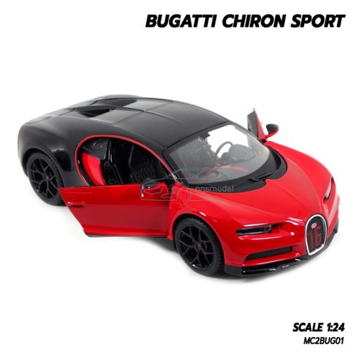 โมเดลรถ BUGATTI CHIRON SPORT สีแดงดำ (Scale 1:24) โมเดลซุปเปอร์คาร์