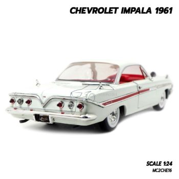 โมเดลรถ CHEVROLET IMPALA 1961 สีขาว (1:24) โมเดลรถเหล็ก พร้อมตั้งโชว์
