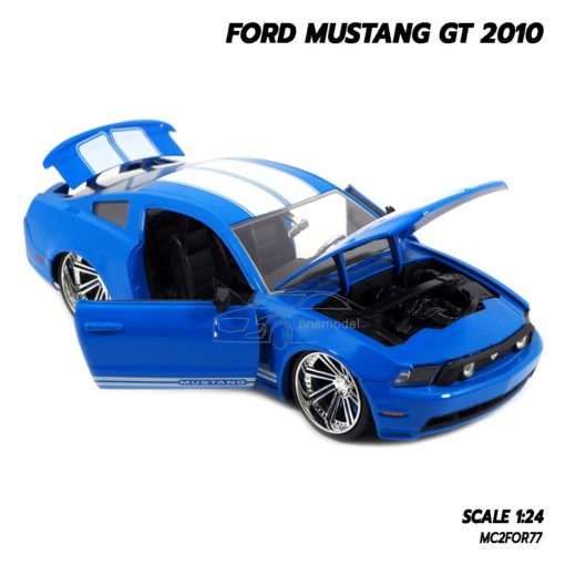 โมเดลรถ FORD MUSTANG GT 2010 สีขาวฟ้า Jada Toy โมเดลรถมัสแตง เปิดได้ครบ