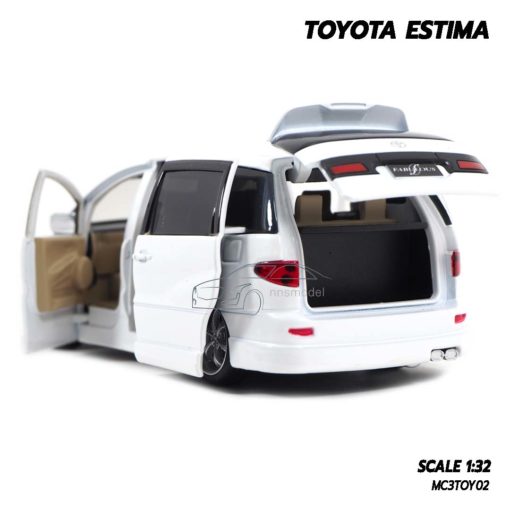 โมเดลรถ TOYOTA ESTIMA สีขาว (Scale 1:32) โมเดลรถเหล็ก ฝากระโปรงท้ายเปิดได้