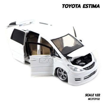 โมเดลรถ TOYOTA ESTIMA สีขาว (Scale 1:32) โมเดลรถเหล็ก เครื่องยนต์จำลองเหมือนจริง