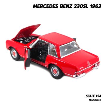โมเดลรถคลาสสิค MERCEDES BENZ 230SL 1963 สีแดง (1:24) รถเหล็กโมเดล จำลองเหมือนจริง