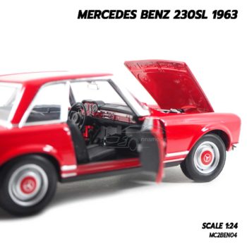 โมเดลรถคลาสสิค MERCEDES BENZ 230SL 1963 สีแดง (1:24) รถเหล็กโมเดล รถจำลองสมจริง