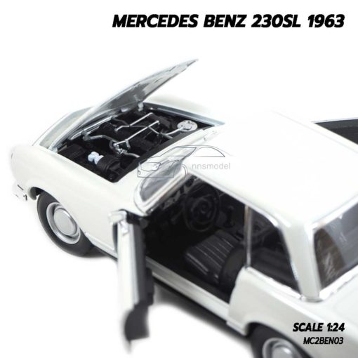 โมเดลรถเบนซ์ MERCEDES BENZ 230SL 1963 สีขาว (1:24) โมเดลรถเหล็ก ประกอบสำเร็จ เครื่องยนต์จำลองเหมือนจริง
