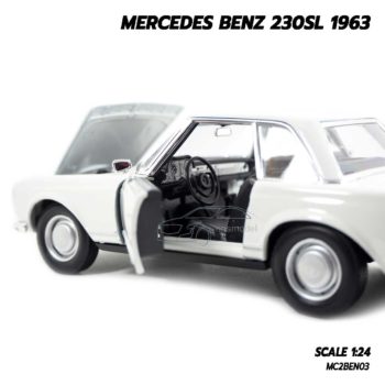 โมเดลรถเบนซ์ MERCEDES BENZ 230SL 1963 สีขาว (1:24) โมเดลรถเหล็ก ภายในรถเหมือนจริง