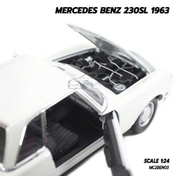 โมเดลรถเบนซ์ MERCEDES BENZ 230SL 1963 สีขาว (1:24) โมเดลรถจำลองสมจริง