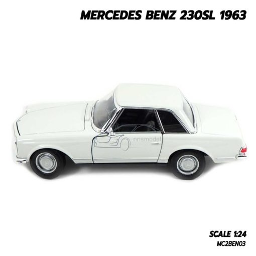 โมเดลรถเบนซ์ MERCEDES BENZ 230SL 1963 สีขาว (1:24) โมเดลรถโบราณ ประกอบสำเร็จ