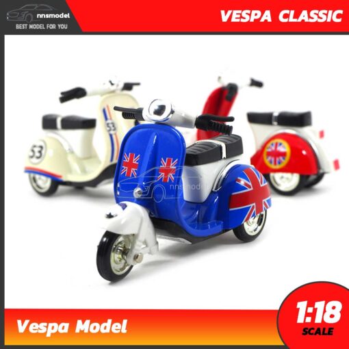 โมเดลเวสป้าคลาสสิค 3 ล้อ Vespa Classic สีน้ำเงิน