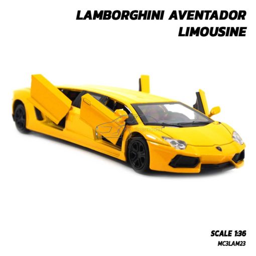 โมเดลรถ LAMBORGHINI AVENTADOR LIMOUSINE รถโมเดลประกอบสำเร็จ เปิดประตูปีกนกได้ครบ