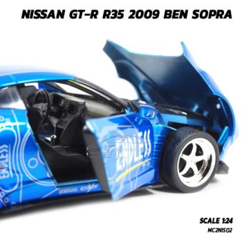 โมเดลรถ NISSAN GT-R R35 2009 BEN SOPRA สีน้ำเงิน (Scale 1:24) รถเหล็กโมเดล เปิดฝากระโปรงหน้าได้