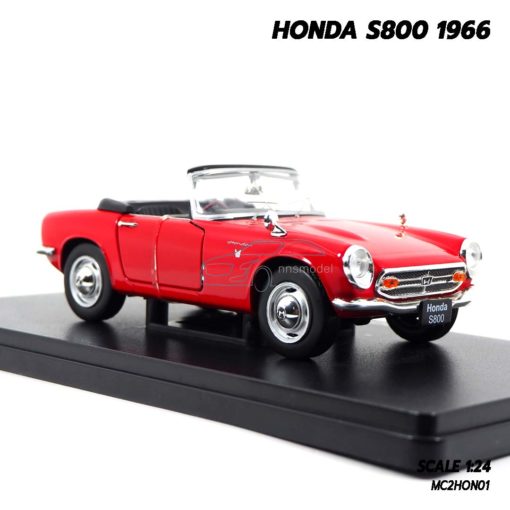 โมเดลรถคลาสสิค HONDA S800 1966 สีแดง (1:24) โมเดลรถเหล็ก ประกอบสำเร็จ จำลองเหมือนจริง
