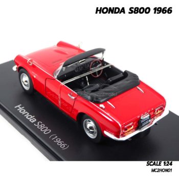 โมเดลรถคลาสสิค HONDA S800 1966 สีแดง (1:24) โมเดลรถเหล็ก ประกอบสำเร็จ ภายในรถจำลองเหมือนจริง